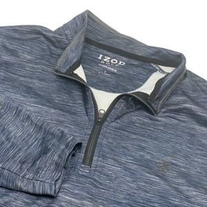 Izod Golf Hydrashield Men's LS‎ 1/4 Zip Pullover Shirt Black Blue Gray L